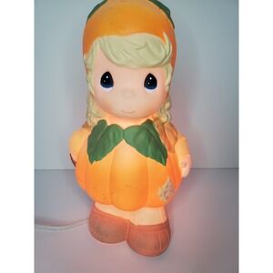 🎃Precious Moments "Pumpkin Girl with Light" Halloween Decor  WORKS! 11"